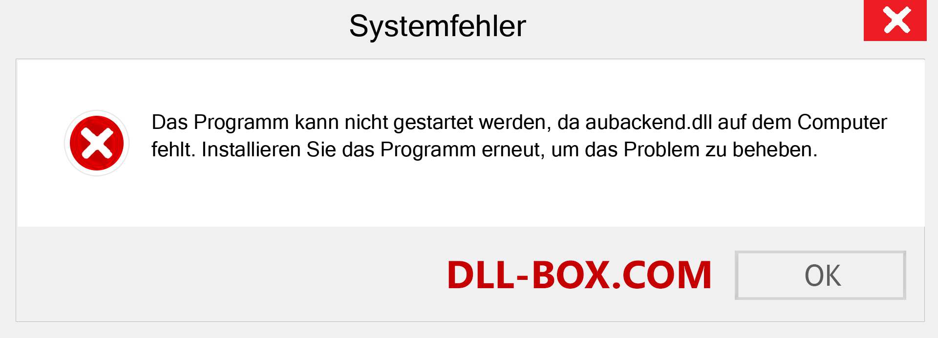 aubackend.dll-Datei fehlt?. Download für Windows 7, 8, 10 - Fix aubackend dll Missing Error unter Windows, Fotos, Bildern