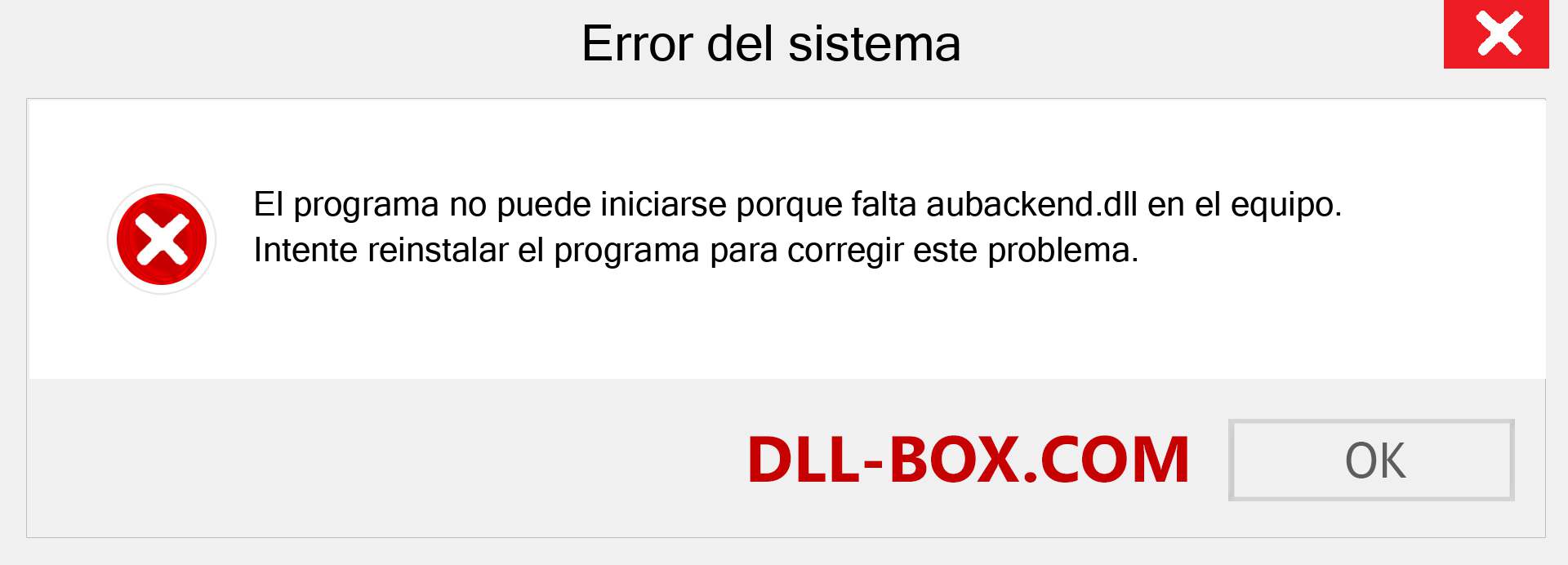 ¿Falta el archivo aubackend.dll ?. Descargar para Windows 7, 8, 10 - Corregir aubackend dll Missing Error en Windows, fotos, imágenes